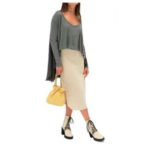 NWT Free People We The Free Small TT Special Waffle Knit High Low Top Pine S